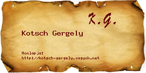 Kotsch Gergely névjegykártya